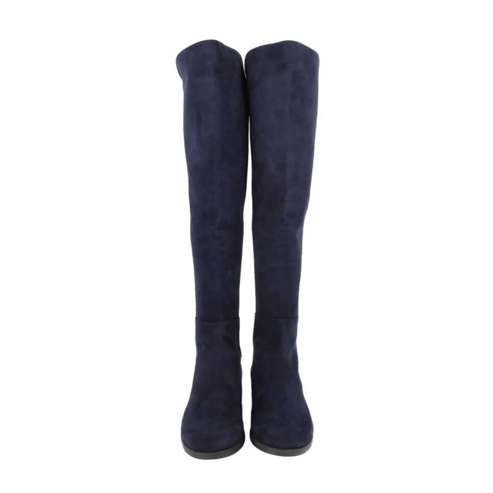 Stuart Weitzman dark blue suede 5050 boot, size 8